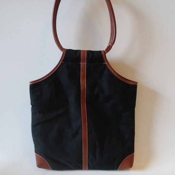 WOMENS NEAL DECKER BLACK BROWN SUEDE LEATHER TOTE SHOULDER HANDBAG * - Picture 1 of 12